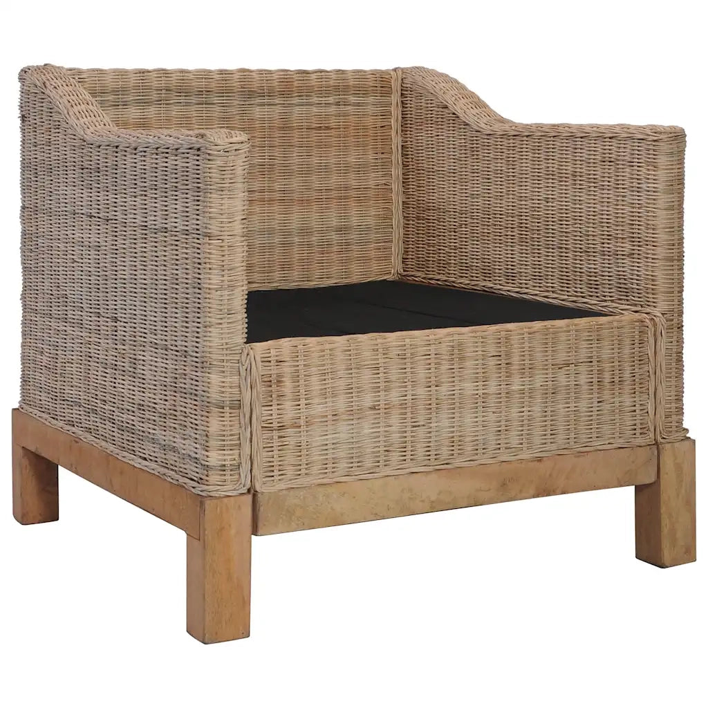 Poltrona | Sedia Relax con Cuscini in Rattan Naturale