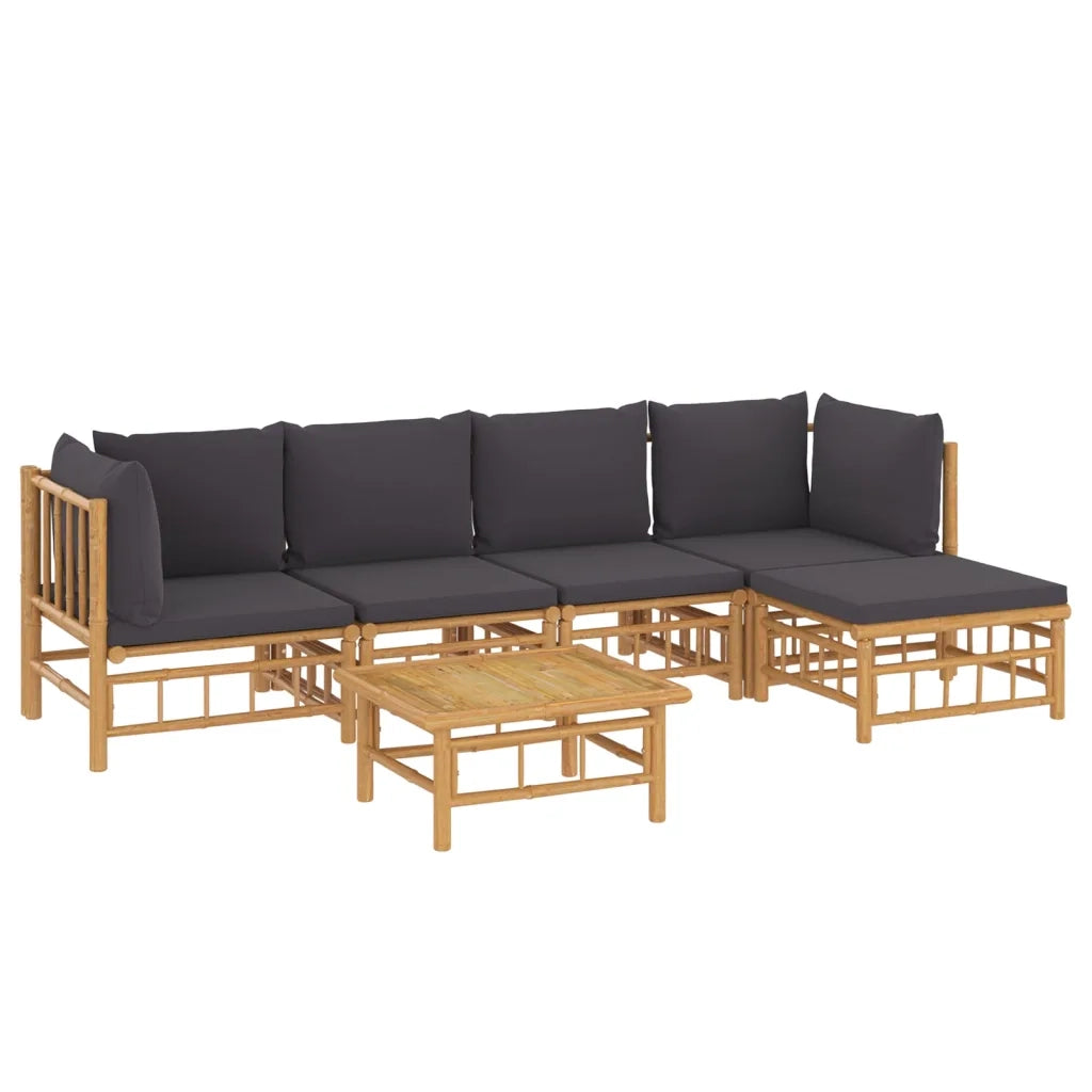 Set Salotto da Giardino 6pz con Cuscini Grigio Scuro BambÃ¹cod mxl 76334