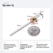 Motore a ingranaggi 6V - 30/60/100/150/200/300/400/500 giri/min - Filo di uscita M3 - 55mm Asse - Motore a commutazione - Adatto a diverse applicazioni - Motore di trasmissione