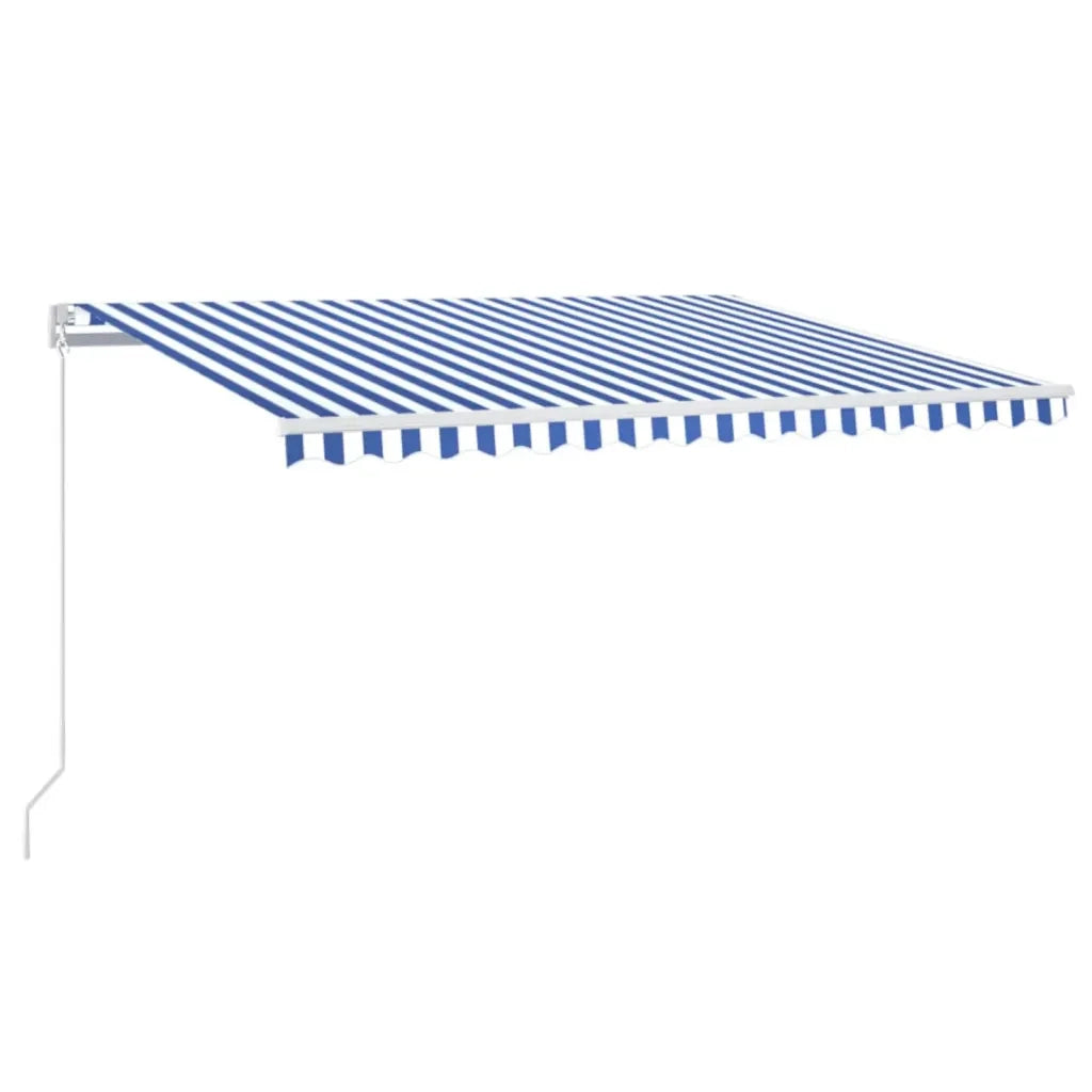 Tenda da Sole Retrattile Manuale con LED 400x300cm Blu e Bianca cod mxl 43667