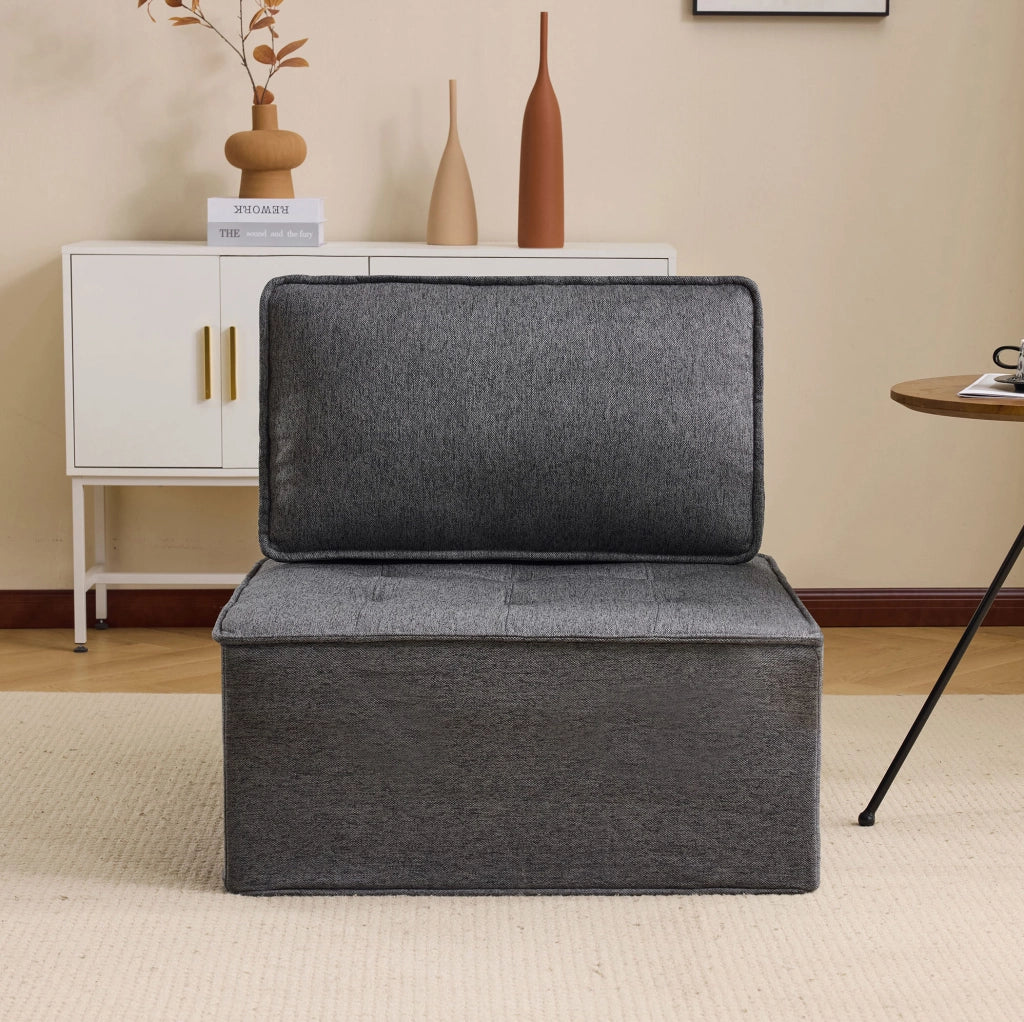 Divano Relax Modulare Compatto in Tessuto Lino Grigio Scuro