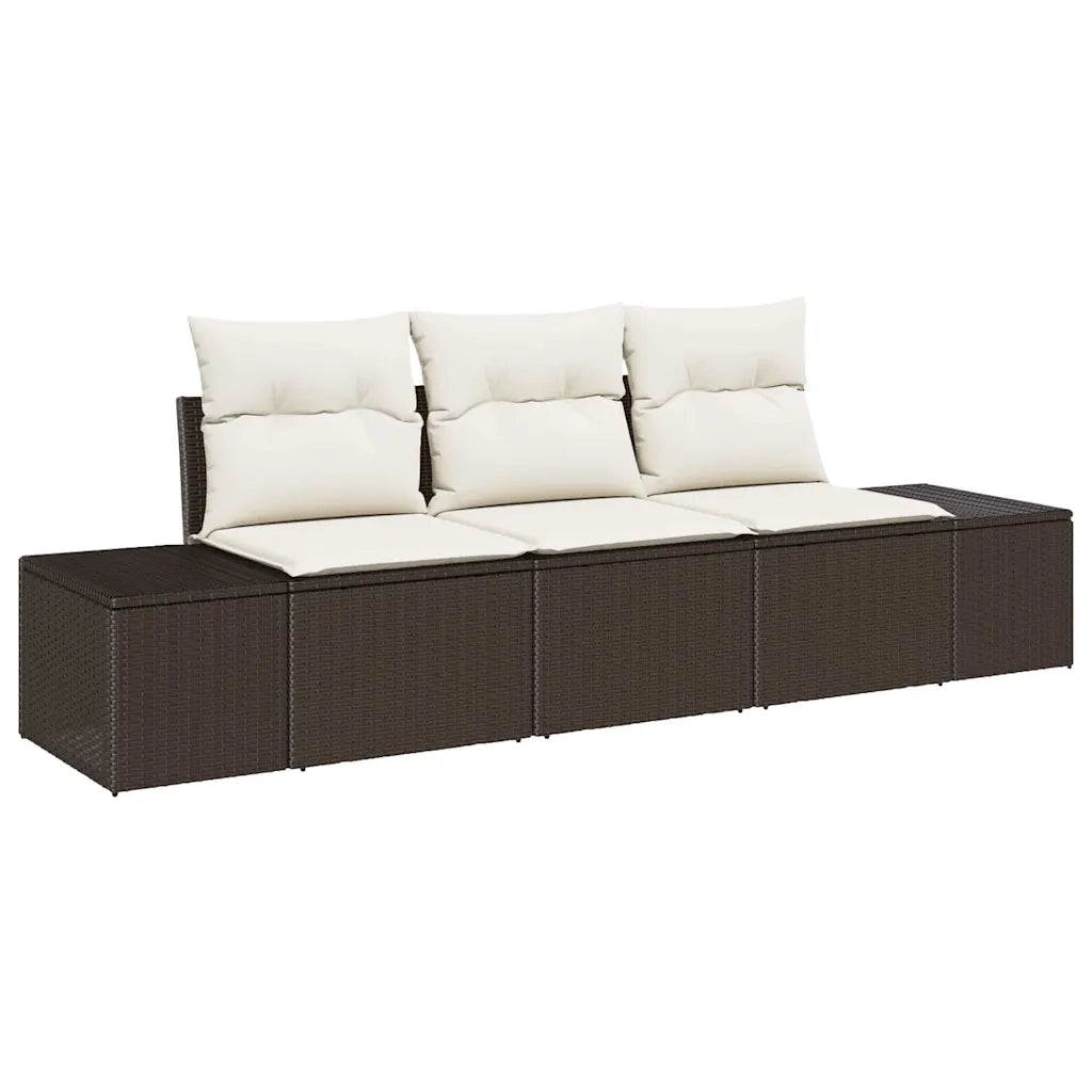 Set di divani con cuscino 3 pcs Marrone polyrattan