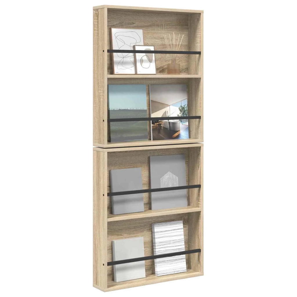 Scaffale per riviste 2 pcs Rovere Sonoma 60 x 12 x 70 cm