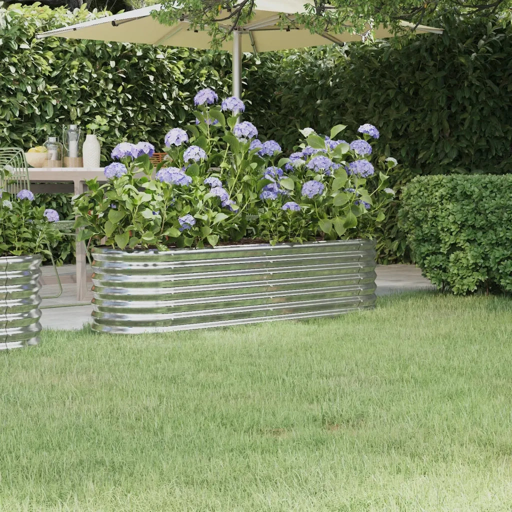 Fioriere | Cassetta per fiori | Letto Giardino Acciaio Zincato 152x40x36cm Argento