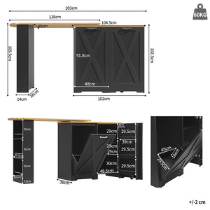 Bancone cucina rotante - Xylo - multifunzione con scaffali nero