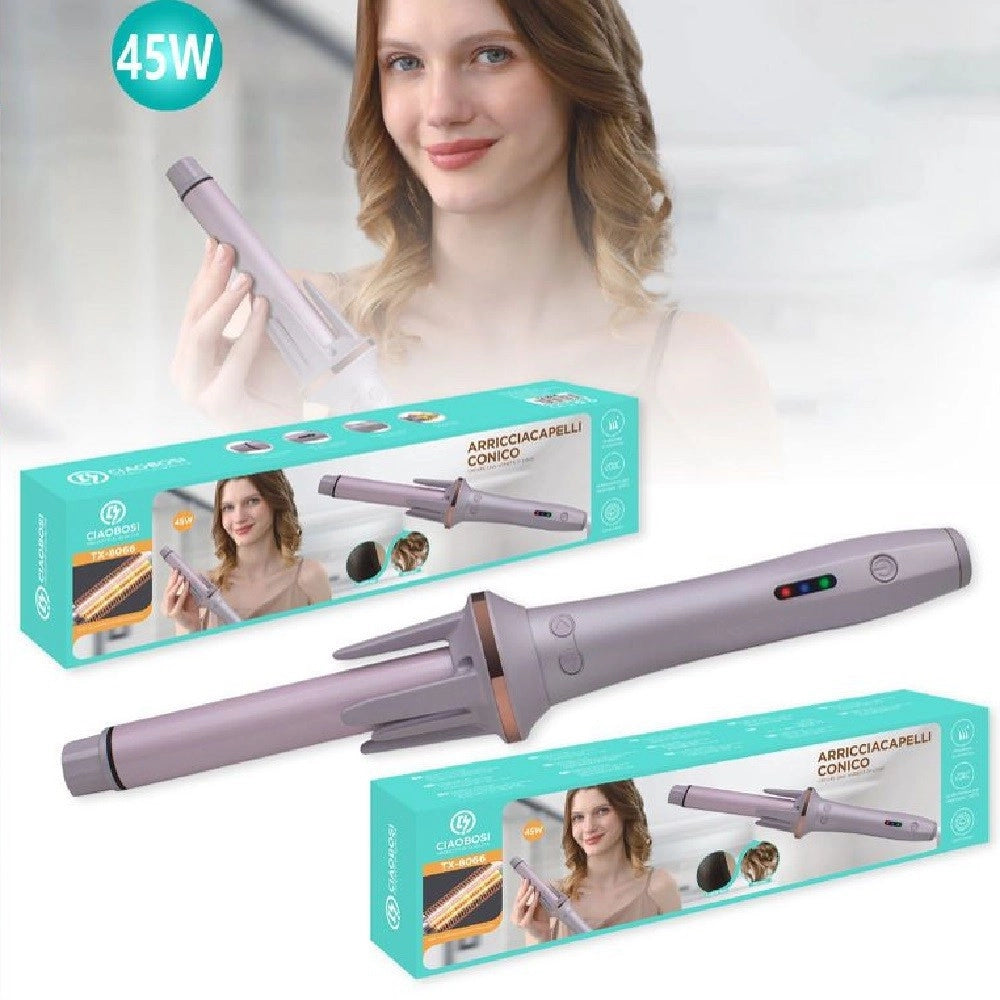 Trade Shop - Arricciacapelli Conico Automatico Spazzola Rotante Ricci Onde Boccoli 45w Tx-8066 -