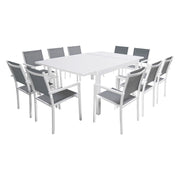 VENEZIASet di mobili da giardino estensibili in textilene grigio 140/200 - alluminio bianco