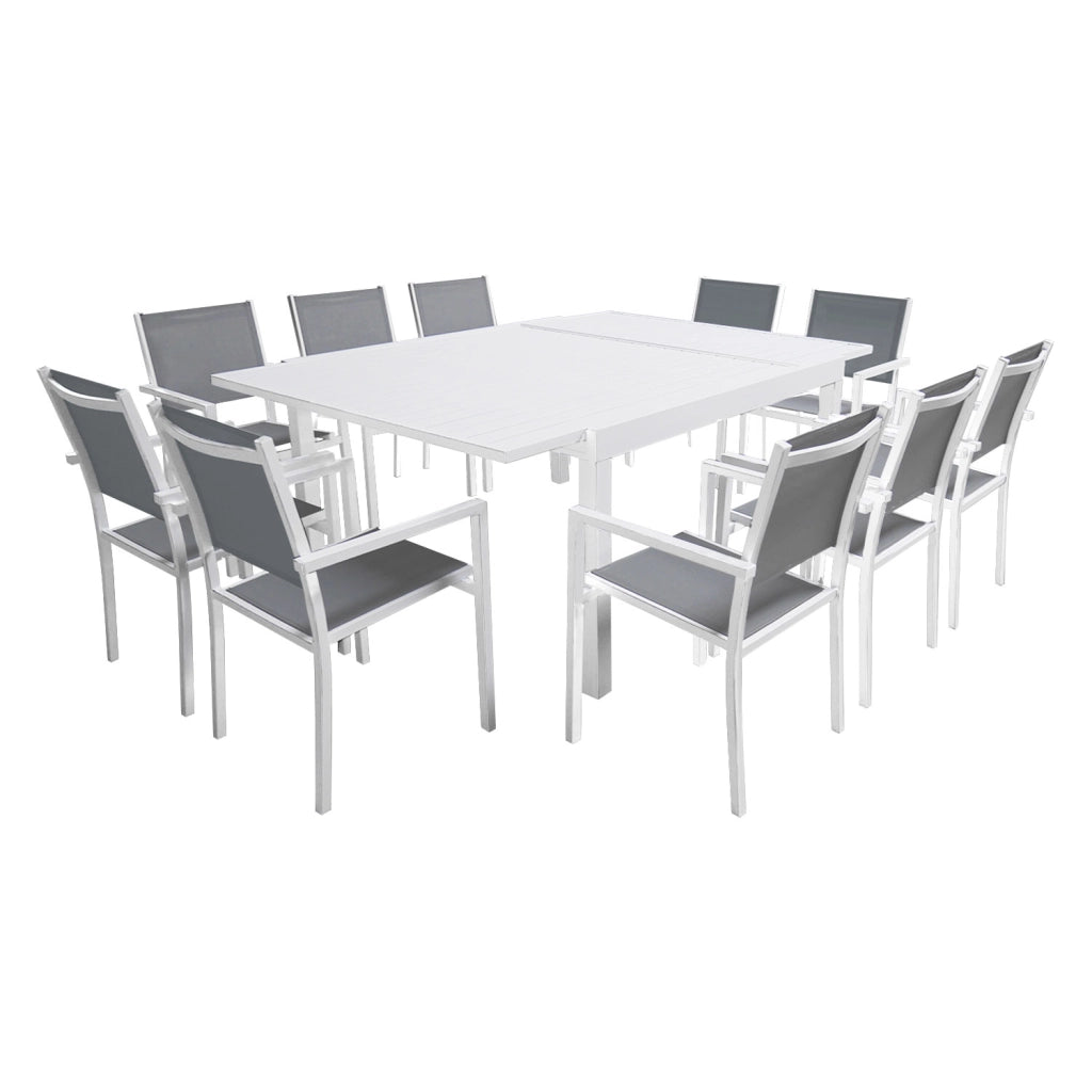 VENEZIASet di mobili da giardino estensibili in textilene grigio 140/200 - alluminio bianco