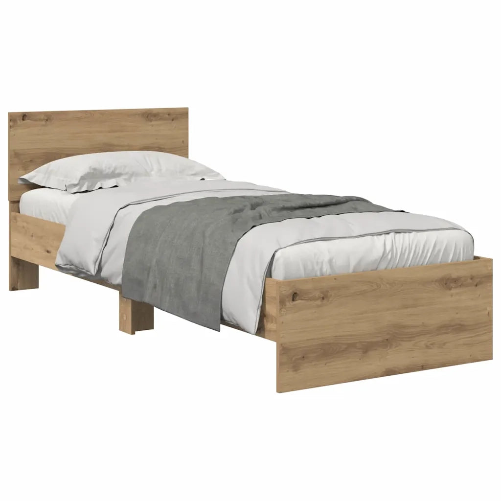 Struttura del letto con testiera Rovere artigianale 75 x 190 cm 885842