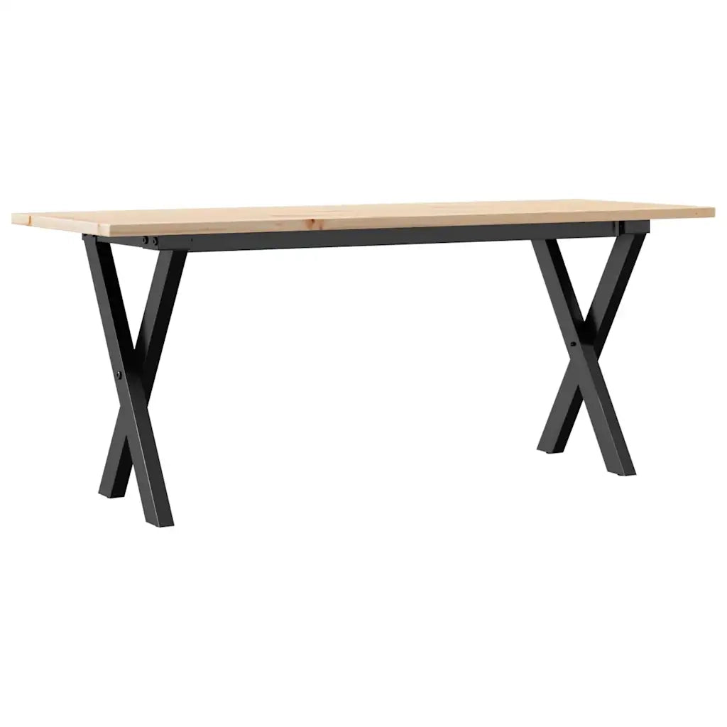 Tavolino Salotto Telaio a X 110x40x45 cm Legno Pino e Acciaio 3282689