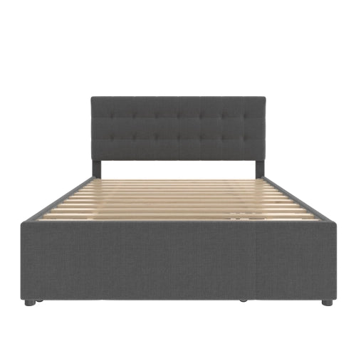 Letto 140x200 con 3 cassetti e estraibile - Xylo - Grigio senza materasso