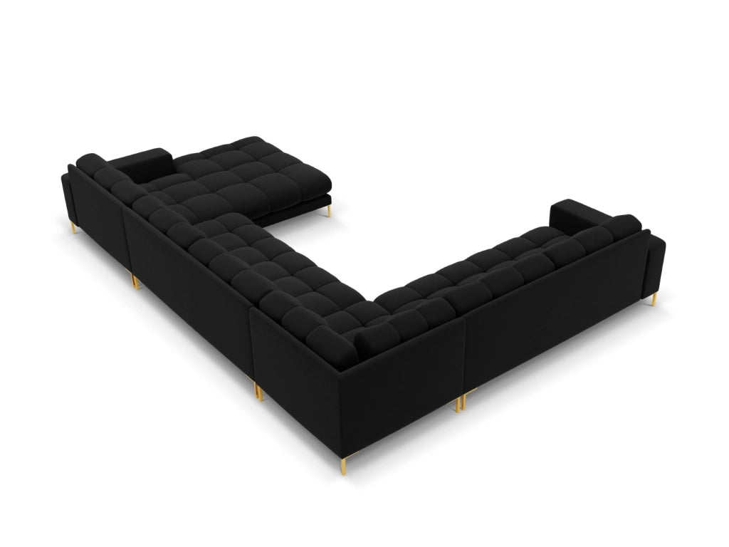 Cosmopolitan Design - Divano panoramico sinistro "Bali" 7 posti in velluto nero 