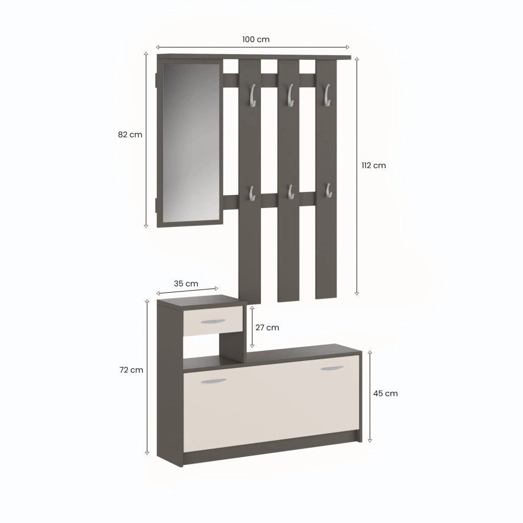 Garolfo, Mobile da Ingresso Specchio Incluso, 25.5x100x190h cm Beige