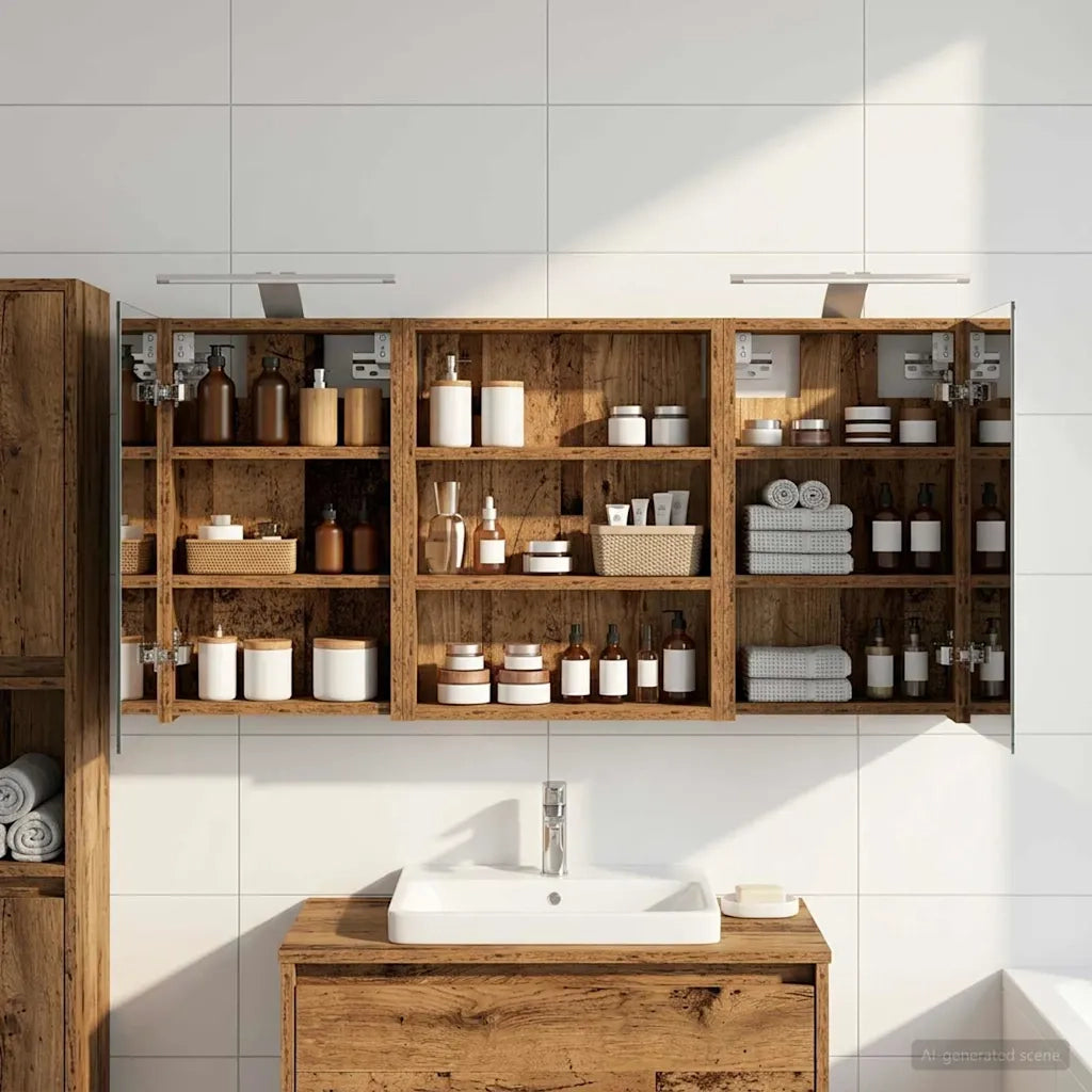 Set di Armadi da Bagno | Armadio da bagno con lo scaffale 3 pz 100 x 10,5 x 50 cm