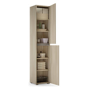Armadio multiuso 2 ante Daisuke, Scarpiera con ripiani regolabili, Mobile porta scarpe a 2 ante, 100% Made in Italy, 45x37h195 cm, Olmo