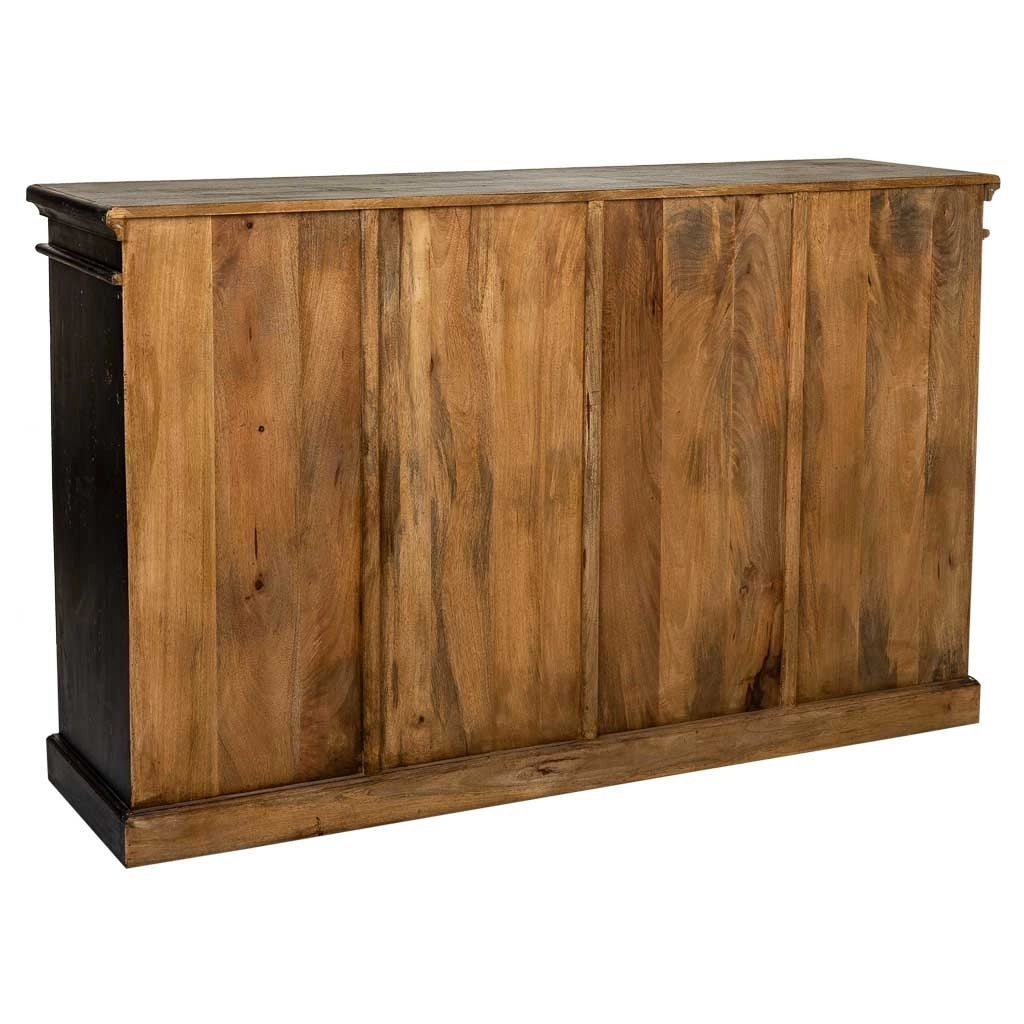 Credenza in legno e vetro artigianale nero 170x40x100