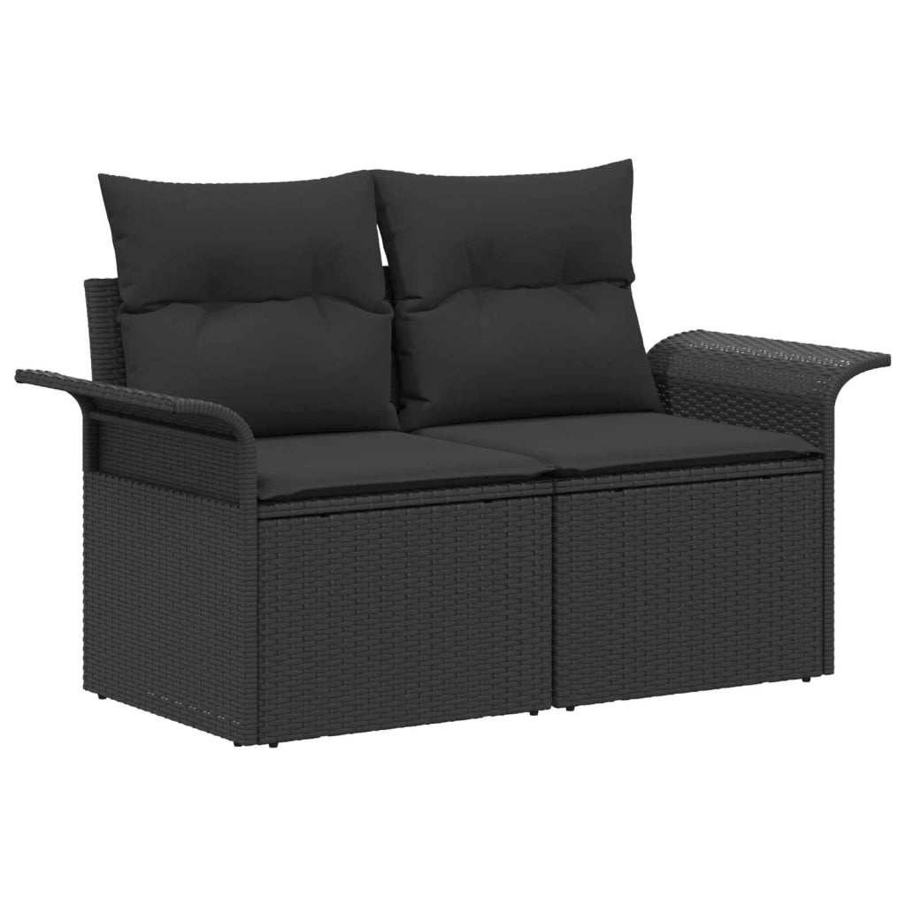 Set di divani 6 pz Nero Rattan sintetico e Acciaio 3447044
