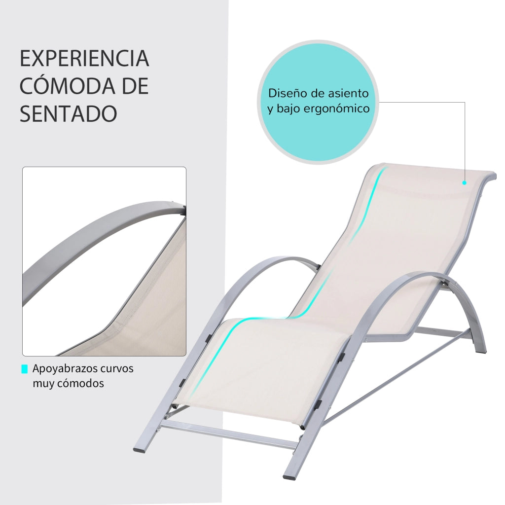 Set 2 Tumbonas con Tavolino Vetro ¨C Zephmum ¨C Beige 88x88x88