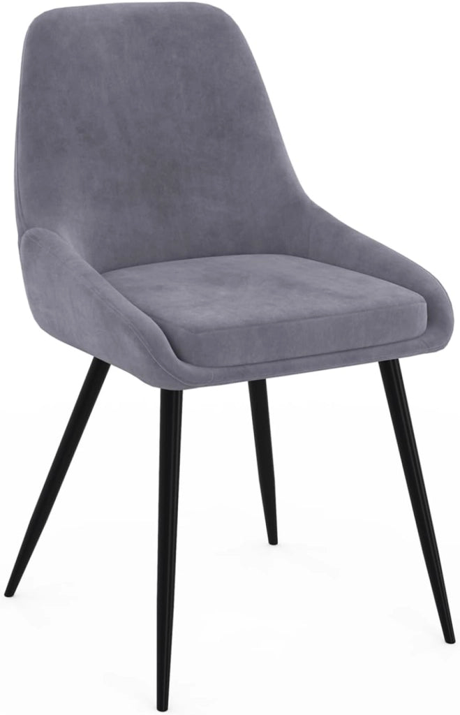Set di 4 sedie THALYA in velluto grigio chiaro con braccioli