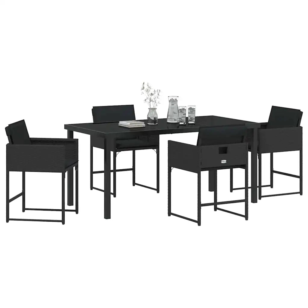 Set da Pranzo per Giardino 5 pcs Nero polyrattan 3380719