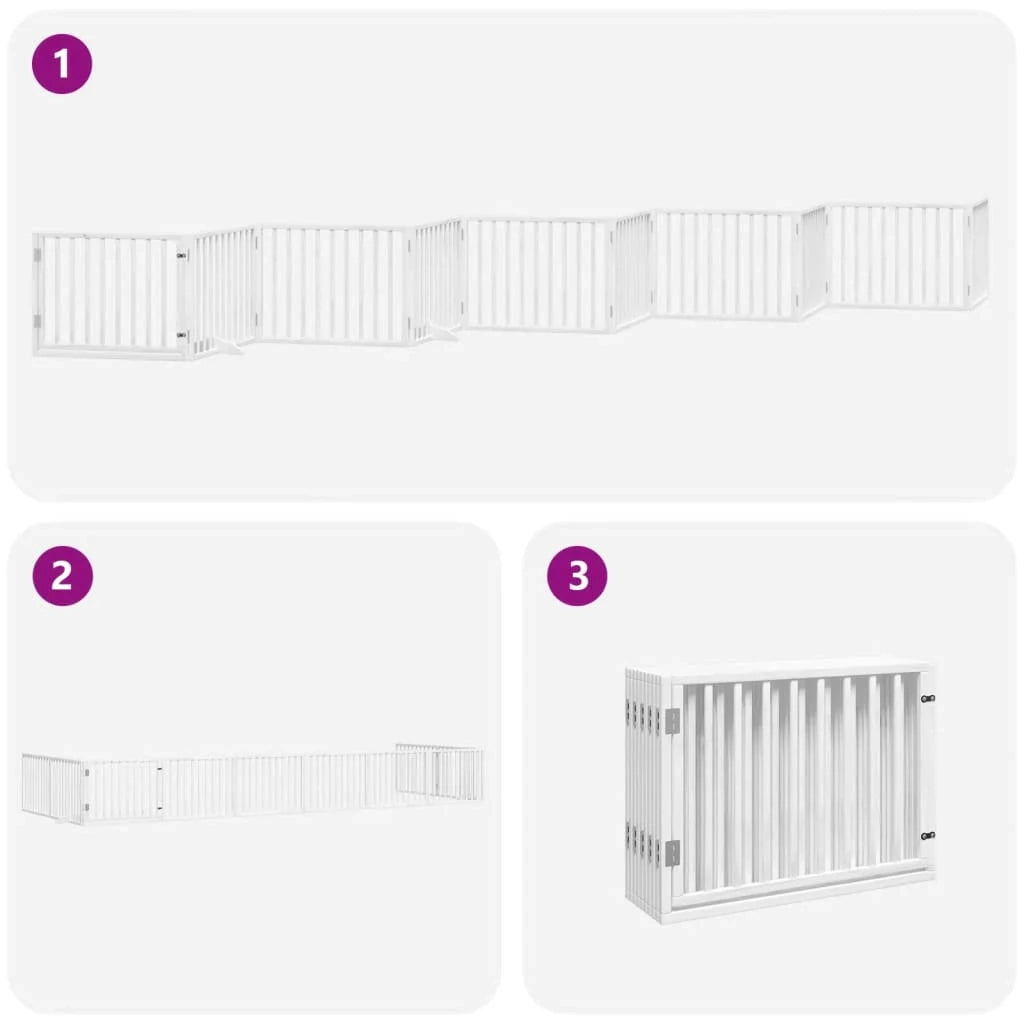 Cancelletto di sicurezza per animali domestici porta pieghevole 10 pannelli legno di pioppo bianco 02_0023108