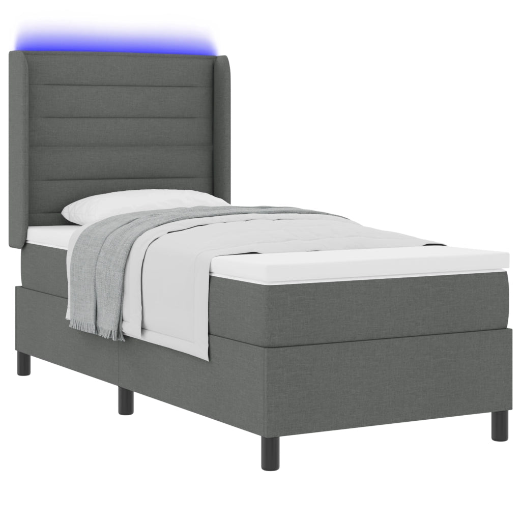 Letto a Baldacchino con Materasso e LED Grigio Scuro 80x200 cm Tessuto