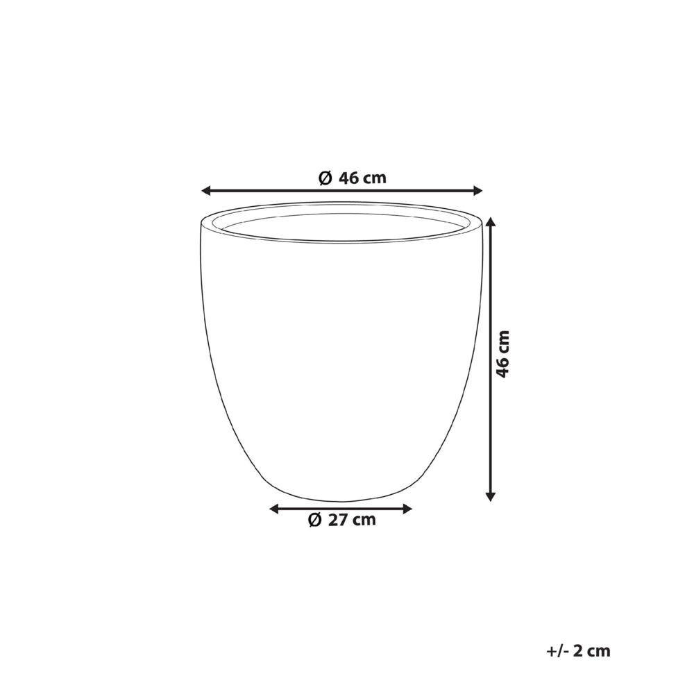 Vaso da fiori in argilla bianco sporco 46 x 46 x 46 cm per interni ed esterni resistente alle intemperie
