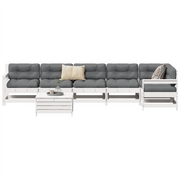 Set Divani da Giardino 7 pz Bianco in Legno Massello di Pino
