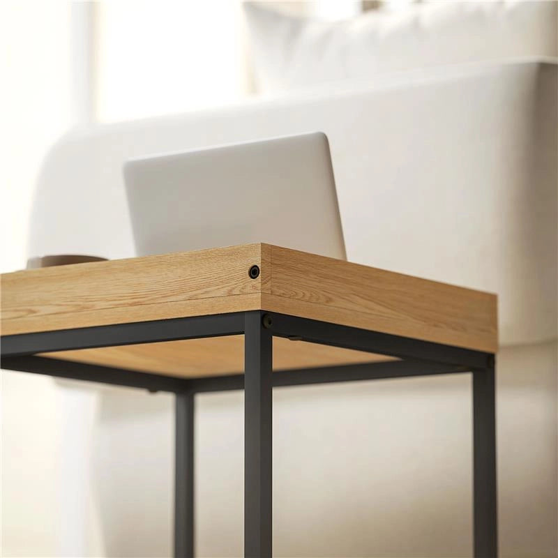 SET 2 TAVOLINI DA CAFFE' MODERNI CON GAMBE A U, IN LEGNO E ACCIAIO, 45X45X45 CM E 40X40X40 CM, NERO