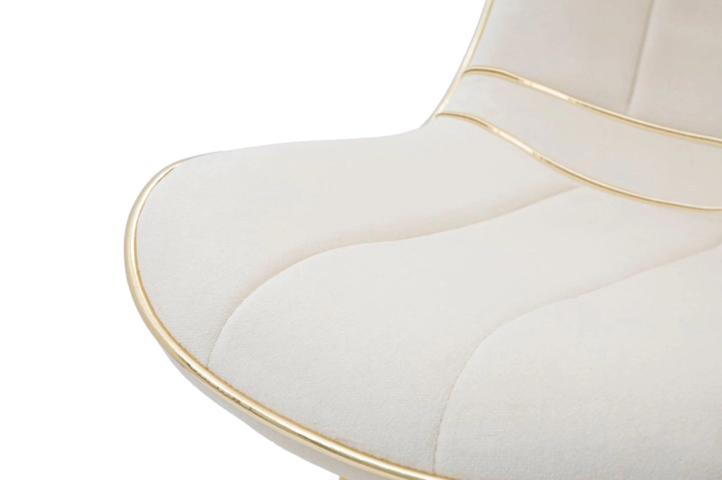 Set 2 Sedie Imbottite 51x59x79 cm in Poliestere Paris Crema e Oro