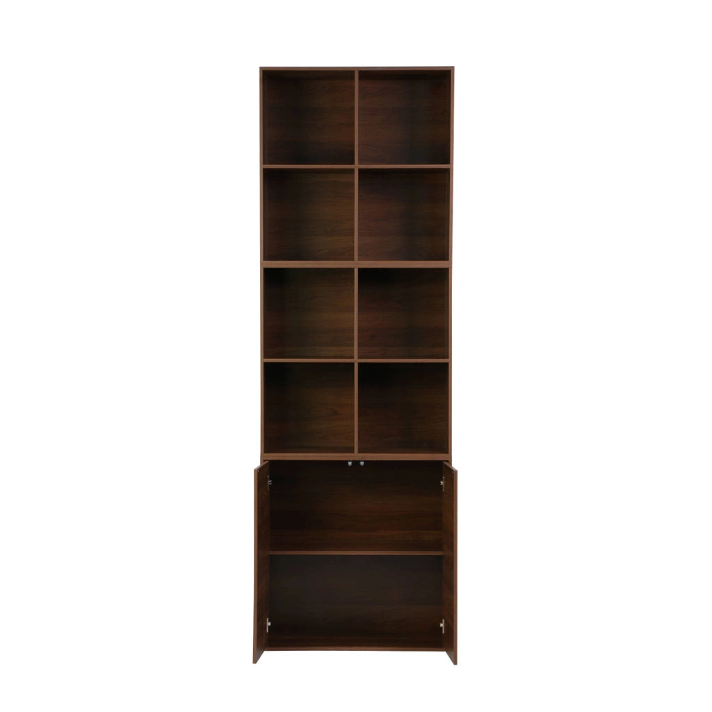 Libreria modulare in legno 3 elementi, 2 ante 8 vani, noce