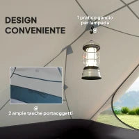 Tenda da Campeggio 2 Posti con 2 Vestiboli, 2 Porte, 2 Finestre e Borsa di Trasporto, 2.8x2.25x1.1 cm, Beige