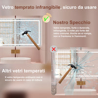 AICA Specchio da bagno  70 x 50 cm, dimmerabile, interruttore touch, Funzione Memoria, antiappannamento, 3 colori