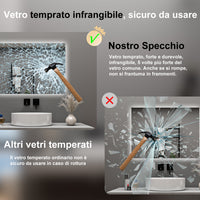 AICA Specchio da bagno 100 x 60 cm, antiappannamento, dimmerabile, interruttore touch, Funzione Memoria