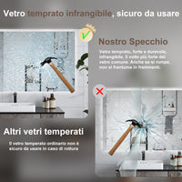 AICA Specchio da bagno 80 x 60 cm, antiappannamento, dimmerabile, interruttore touch, Funzione Memoria