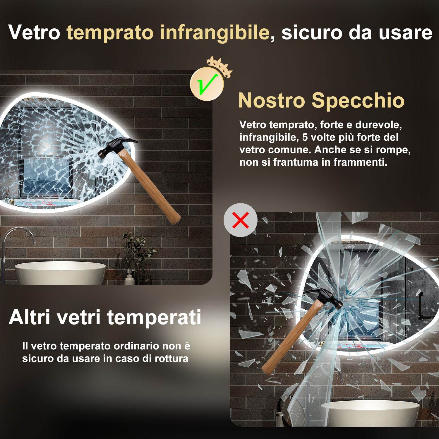 80 x 650 cm,AICA Specchio da Bagno LED con Luce, 3 Colori Regolabili,memoria, antiappannamento,CRI>90,autospegnimento