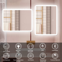 AICA Specchio da bagno  80 x 60 cm, dimmerabile, Blue tooth, Funzione Memoria, antiappannamento, 3 colori
