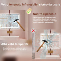 AICA Specchio da bagno  100 x 60 cm, dimmerabile, interruttore touch, Funzione Memoria, antiappannamento