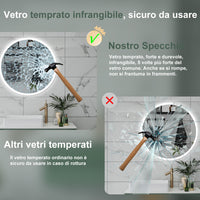 AICA Specchio da bagno 100 x 100 cm, antiappannamento, dimmerabile, interruttore touch, Funzione Memoria