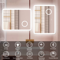 AICA Specchio da bagno  60 x 80 cm, dimmerabile, Blue tooth, Funzione Memoria, antiappannamento, 3 colori, Magnificatore