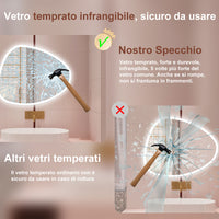 AICA Specchio da bagno 100 x 80 cm, dimmerabile, Funzione Memoria, antiappannamento, 3 colori