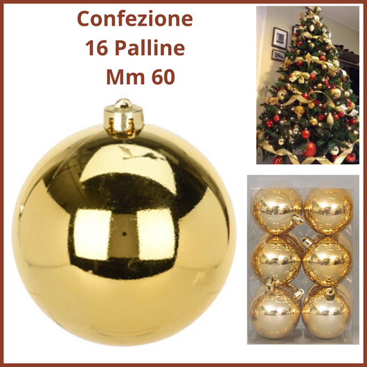 Confezione 16  palline di natale palle oro decorazioni natalizie vintage  per albero addobbi set   sfere dorate da 60 mm  decorare