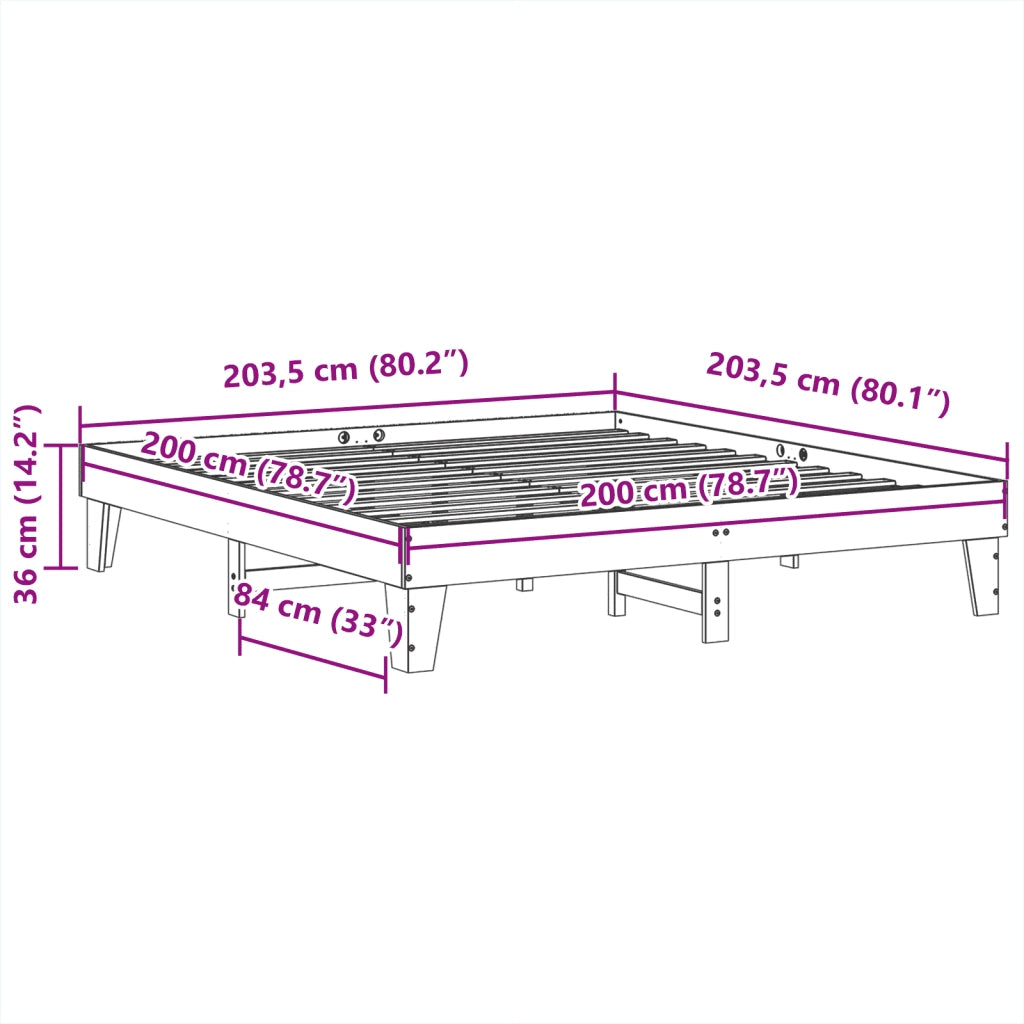 vidaXL Letto senza Materasso Marrone Cera 200x200 cm in Legno di Pino