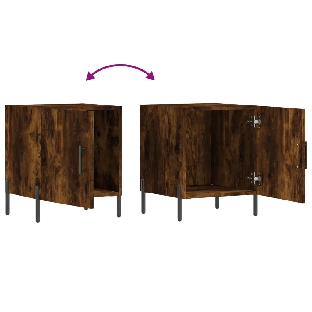 Comodino | Armadio da Notte | Mobiletto da notte Rovere Fumo 40x40x50 cm in Legno Multistrato