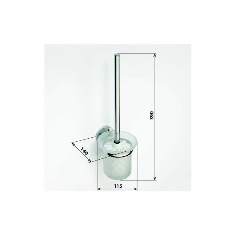 Scopino da parete ALFA in zinco, tazza in vetro, 39x14x11,5cm