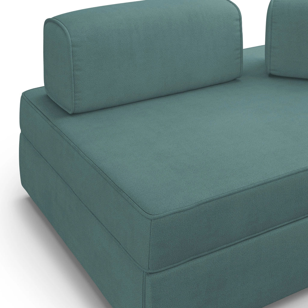 Liberty Divano con pouf estraibile e schienali movibili in tessuto morbido impermeabile T02 180 cm petrolio