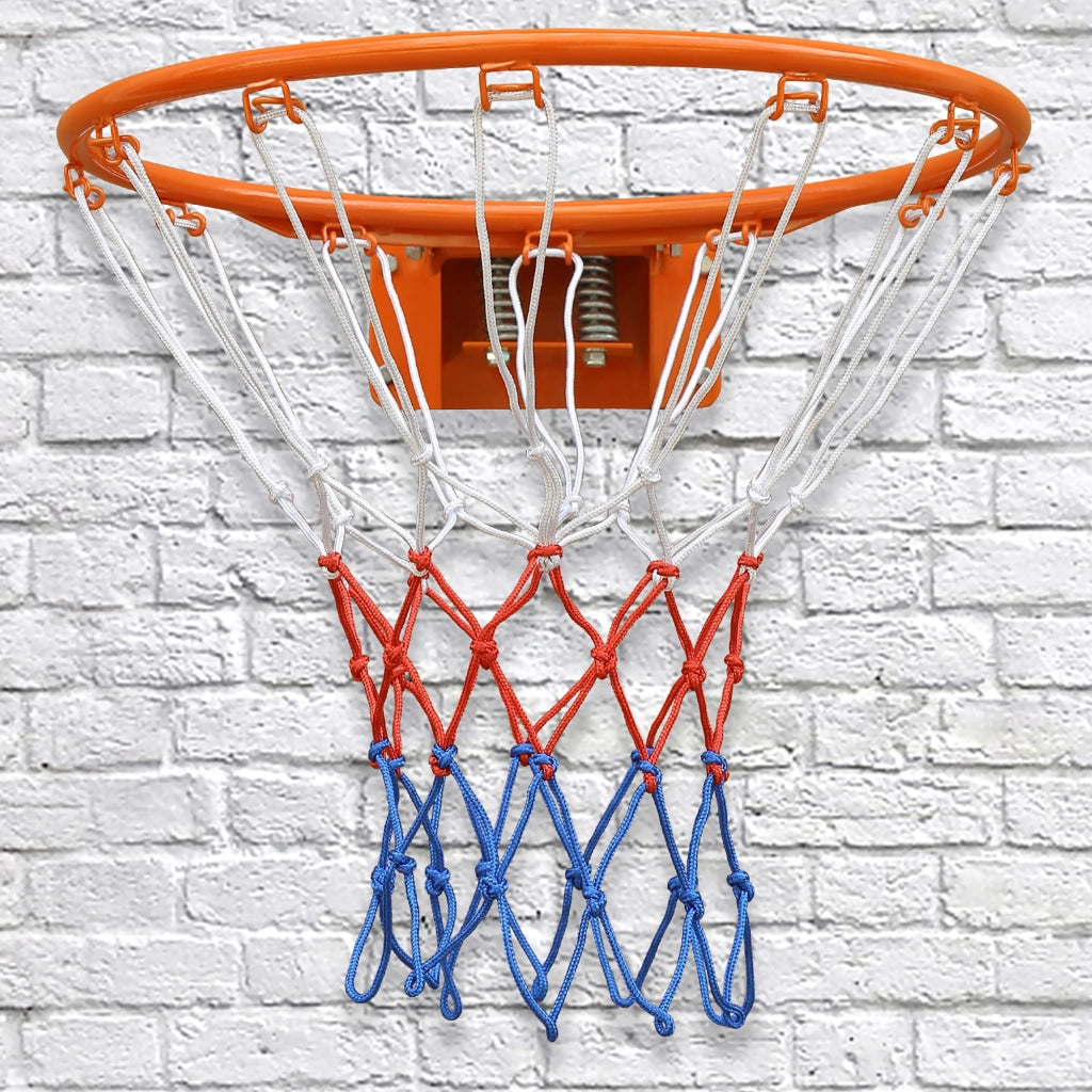 Area giochi cerchio da basket con doppia molla e rete in ferro e nylon arancione 45 cm per uso interno ed esterno