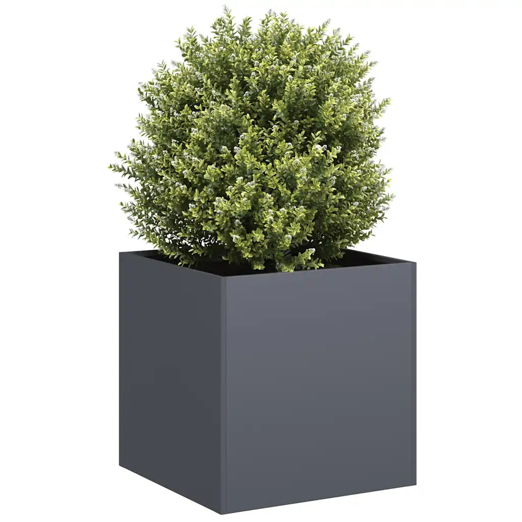 Fioriera-Vaso-Contenitore per Piante Antracite 40x40x40 cm in Acciaio Laminato a Freddo