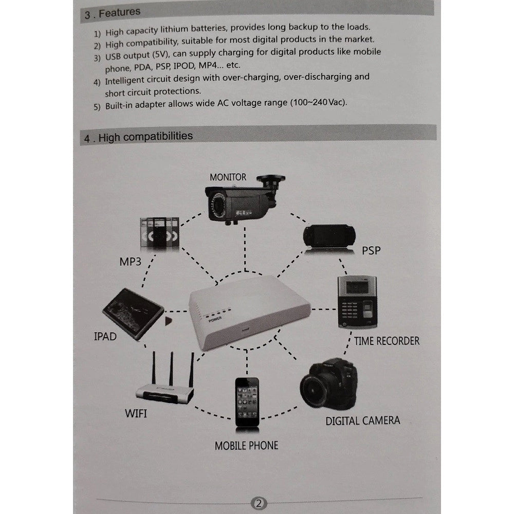 Trade Shop - Mini Ups Alimentatore Portatile Batteria Ricaricabile Q-a212 17 W Backup Router -