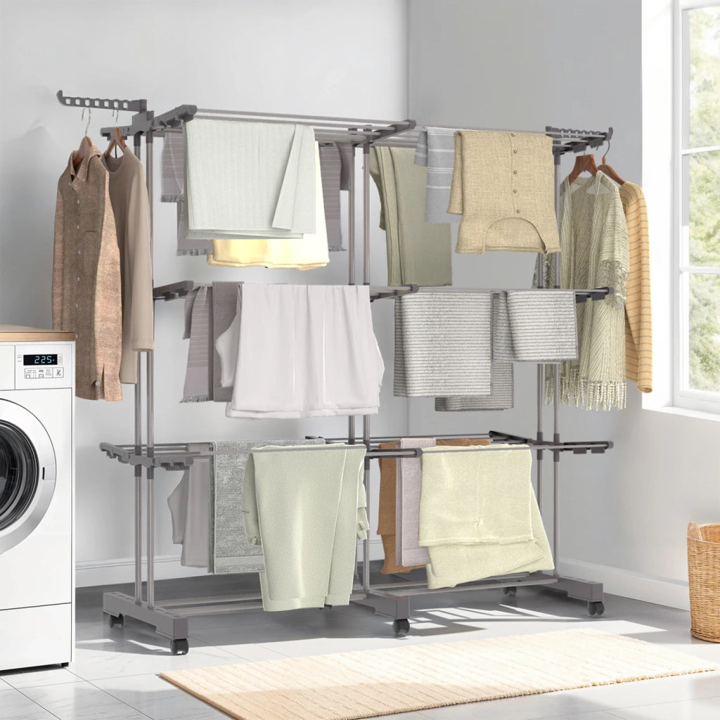 IDMarket - 40M MAXI grigio Asciugabiancheria estensibile a 3 livelli
